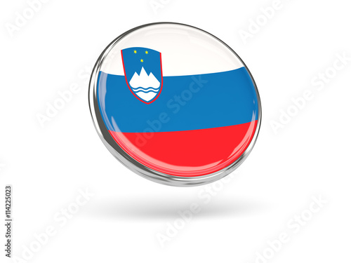 Free Download Flag of slovenia. Round icon with metal frame - GFXLoad