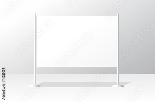 Advertising stand board banner template, sign board mockup, advertisement signboard presentation with identity brand example design, modern billboard vector illustration isolated