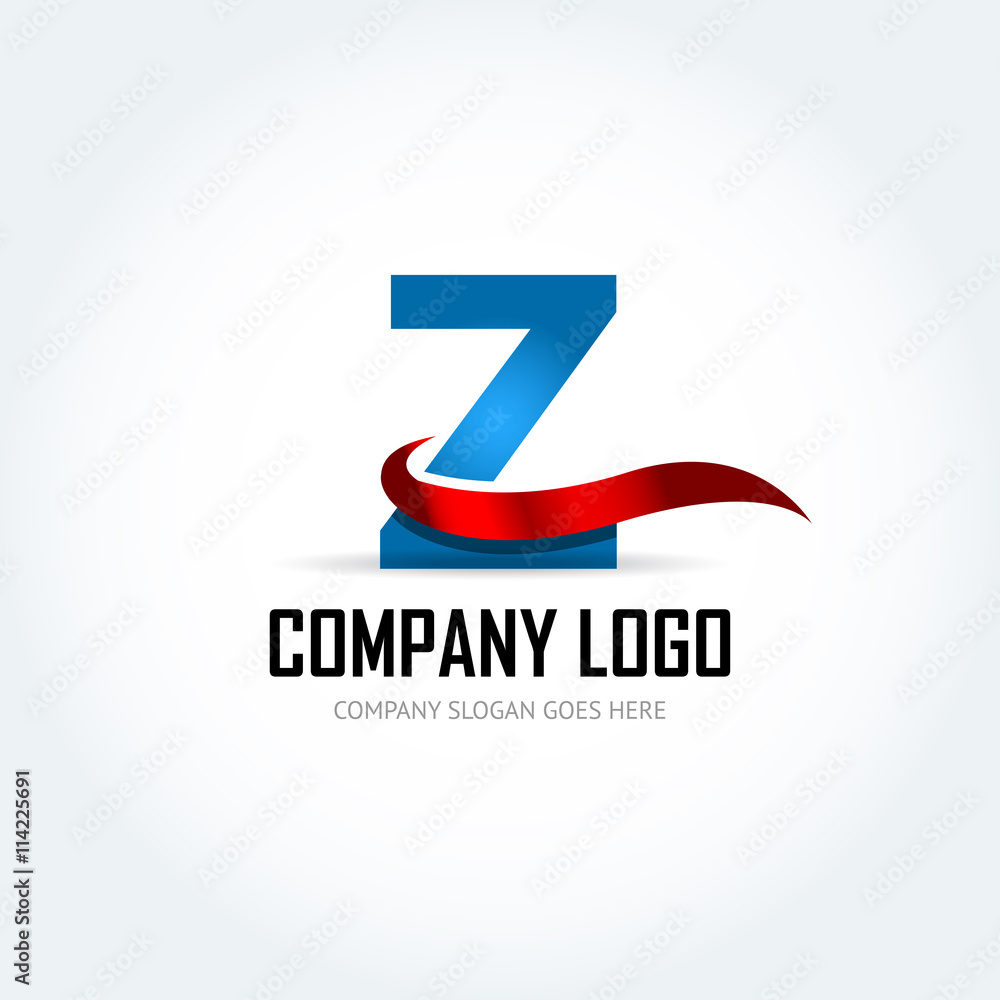 Blue Letter Z with red ribbon logo icon design template elements - Illustration. Letter Z logo icon design - vector sign. Isolated vector illustration. Blue Letter Z with red ribbon logo icon design template elements - Illustration. Letter Z logo icon design - vector sign. Isolated vector illustration.