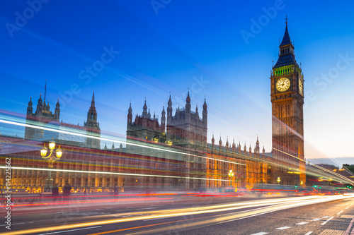 Canvas Print Big Ben and Palace of Westminster in London at night, UK