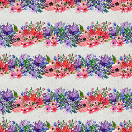 Seamless watercolor floral pattern photo