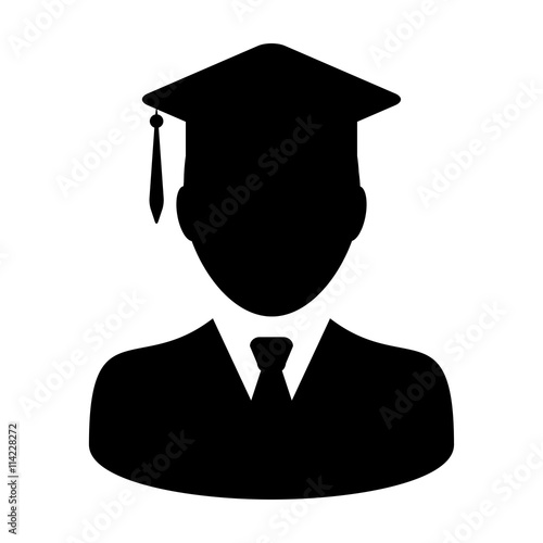 Student Icon - Male Graduation, Academic, Education, Degree, Mortar Board icon in glyph vector illustration