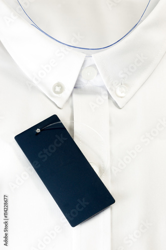 Formal white male shirt with empty tag