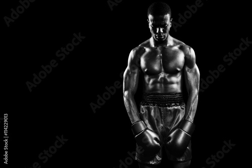 Composite image of boxer posing after failure