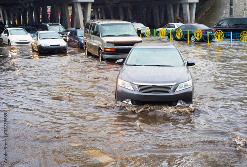Fotografia, Obraz Flooded urban road