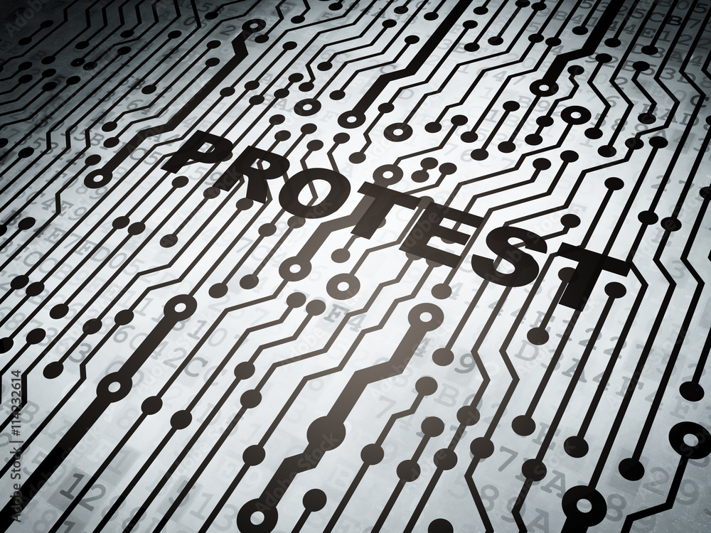 Fototapeta premium Political concept: circuit board with Protest