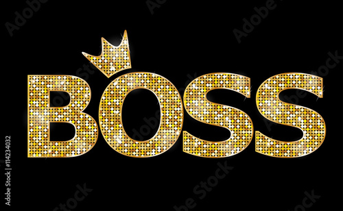 BOSS, gold letters
