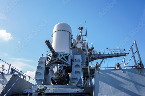the phalanx gun ship.close in weapon system on navy ship