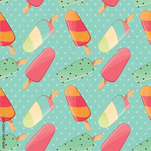 Ice cream seamless pattern, colorful summer background, deliciou