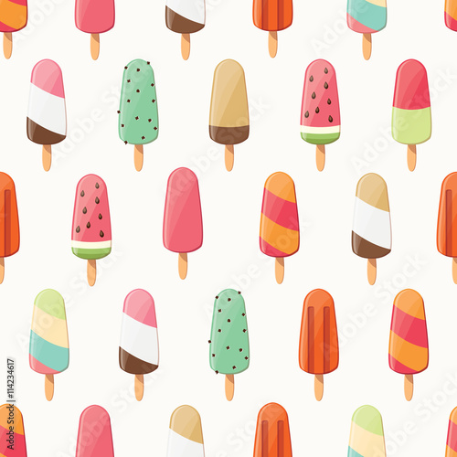 Ice cream seamless pattern, colorful summer background, deliciou