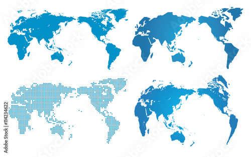 Set of World map and globes