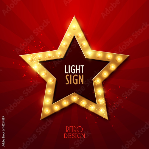 Retro light sign. Vintage style banner. Vector illustration.