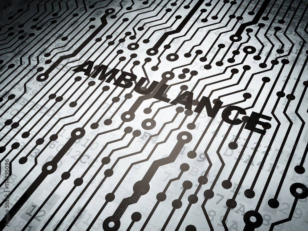 Fototapeta premium Medicine concept: circuit board with Ambulance