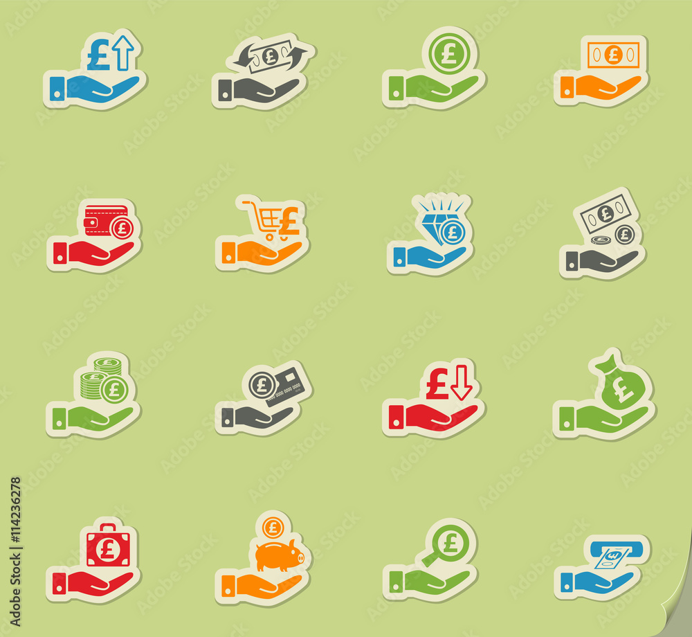 hand and money icon set hand and money icon set