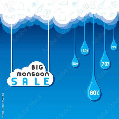 big monsoon sale banner or poster design vector