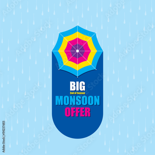creative big monsoon offer banner design vector