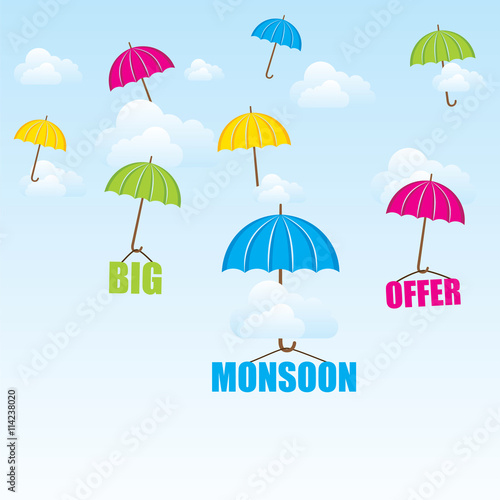 creative big monsoon offer poster or banner design vector