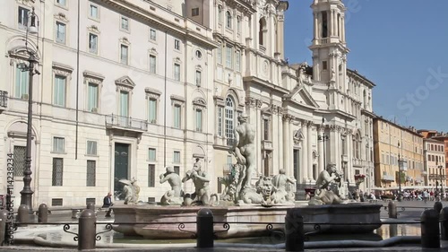 Roma, Piazza Navona, Sant'agnese in Agone, fontana del Moro, Palazzo Panphilj photo