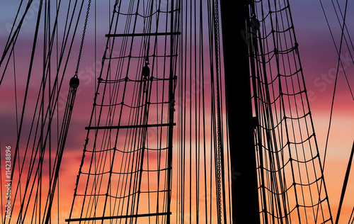 Silhouette of mast and rigg...