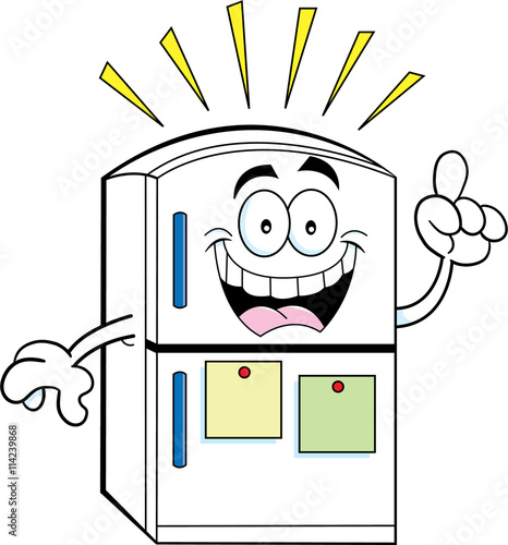 Cartoon illustration of a refrigerator with an idea.