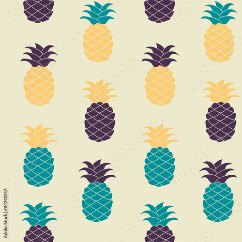 Seamless pineapple pattern Vector illustration. Hand drawn repeated pattern for web, print, wallpaper, fashion fabric, textile design, background invitation card or holiday decor