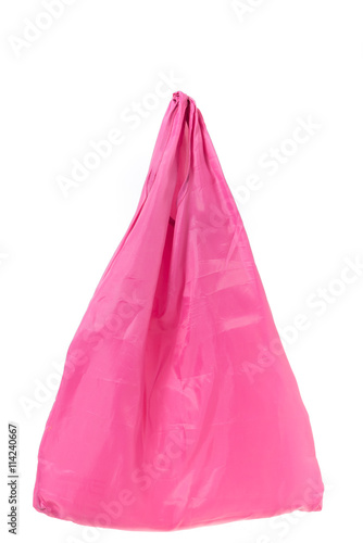 pink cotton bag on white background