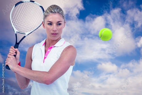 Composite image of athlete playing tennis with a racket  © vectorfusionart