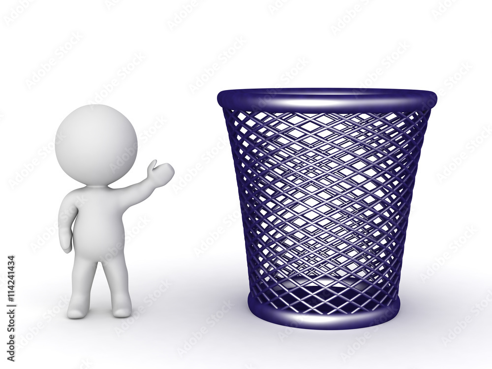 Fotografie 3D Character Showing Large Trash Basket