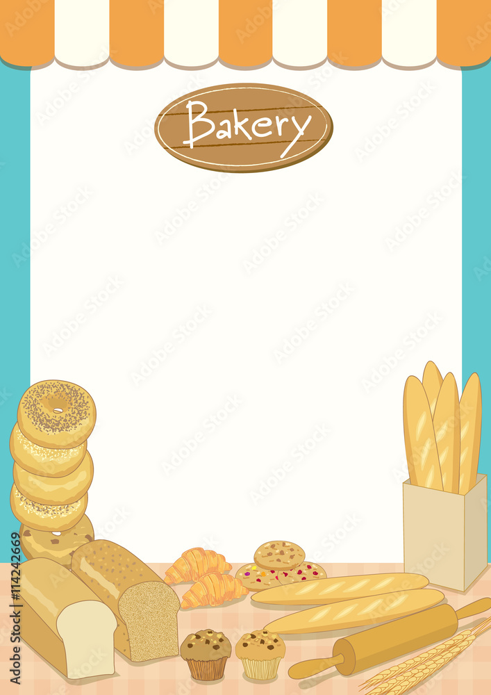 Menu template design vector illustration.Bakery cafe shop.Blank for