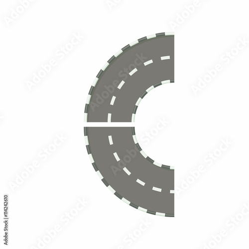 Part of circle road turn icon, cartoon style