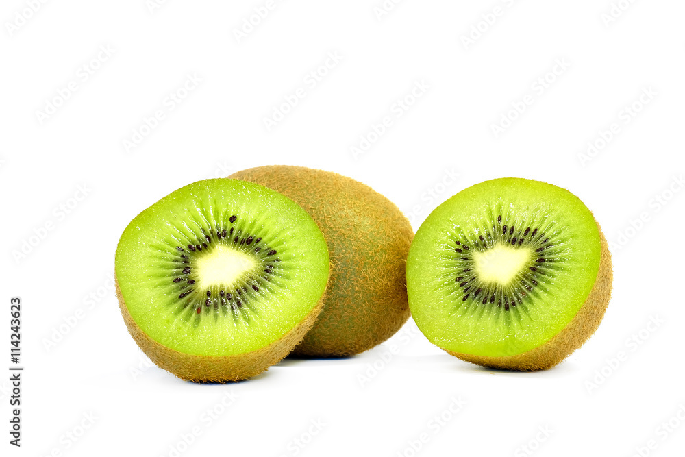 Green kiwi fruit slice on white background Green kiwi fruit slice on white background