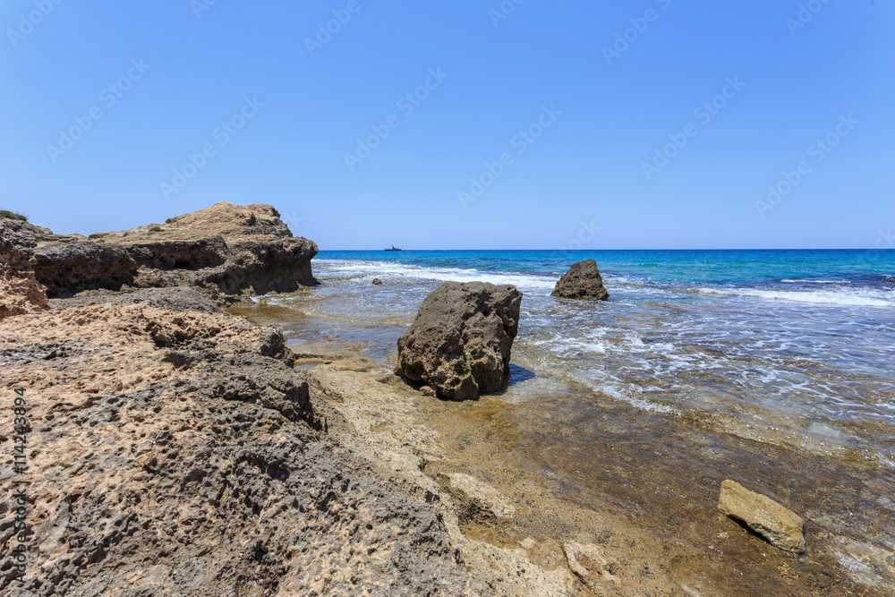 Waves and cliff at Rosh Hanikra reserve Waves and cliff at Rosh Hanikra reserve