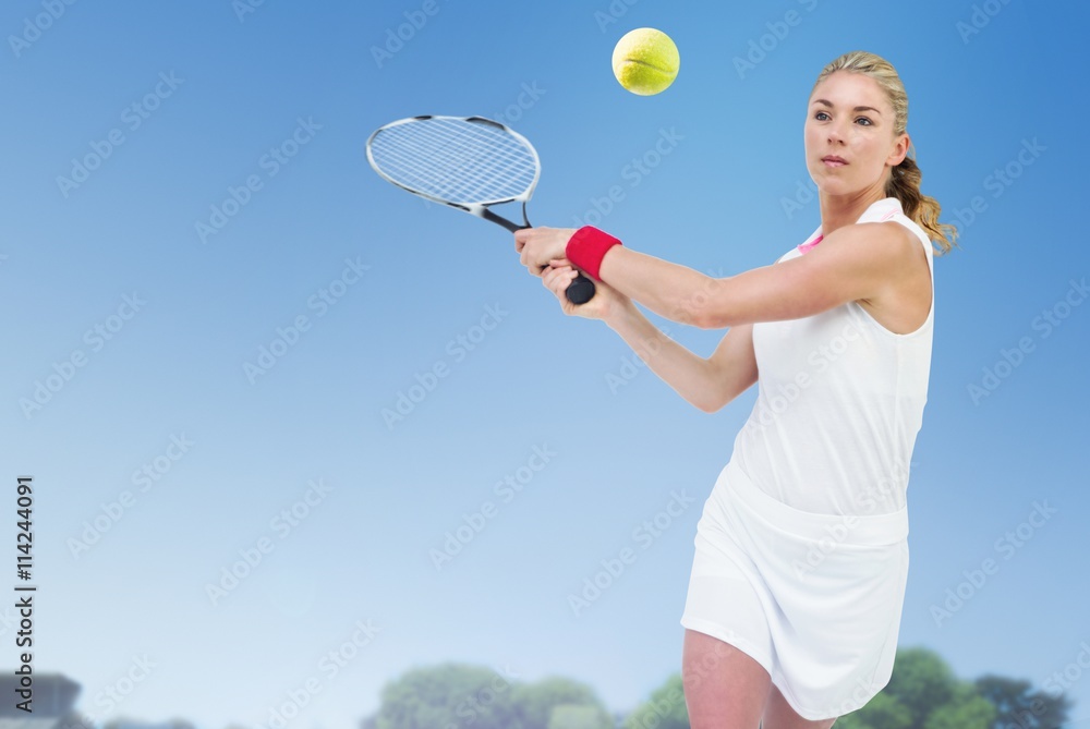 Composite image of athlete playing tennis with a racket Composite image of athlete playing tennis with a racket