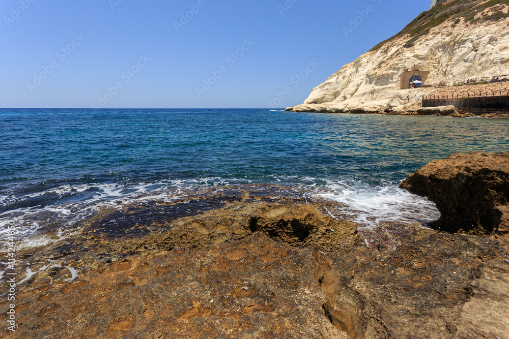 Waves and  cliff at Rosh Hanikra reserve