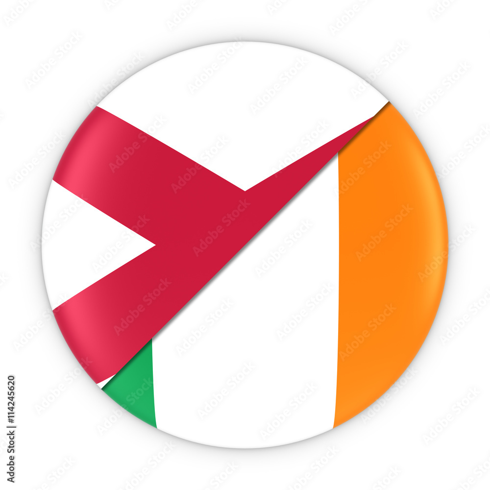 Northern Irish and Irish Relations - Badge Flag of Northern Ireland and Ireland 3D Illustration Northern Irish and Irish Relations - Badge Flag of Northern Ireland and Ireland 3D Illustration