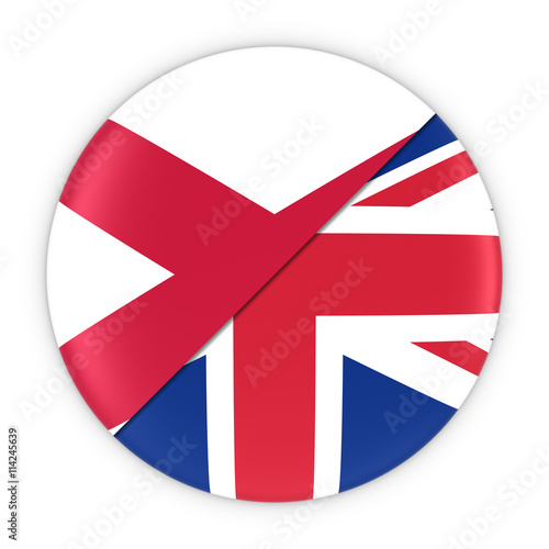 Northern Irish and British Relations - Badge Flag of Northern Ireland and Britain 3D Illustration