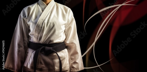 Composite image of mid section of karate player photo