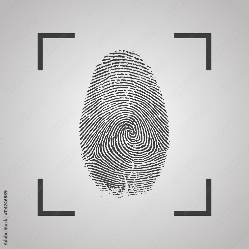 Fingerprint Icon on a gray background. Vector illustration Stock