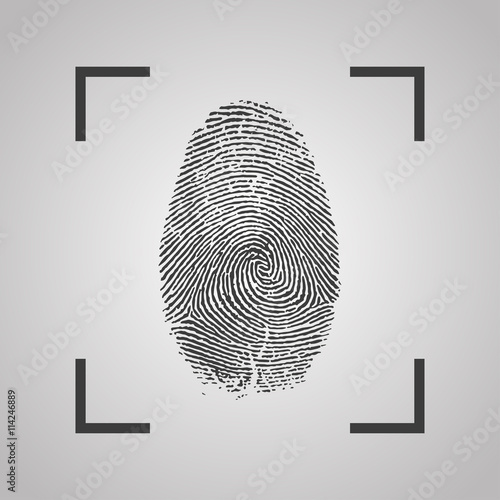 Fingerprint Icon on a gray background. Vector illustration