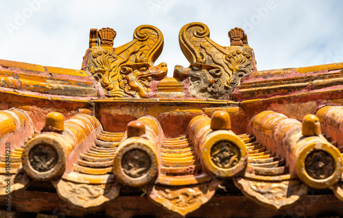 Roof decorations in the Forbidden City, Beijing