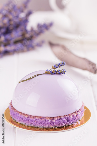 Lavender mousse cake photo