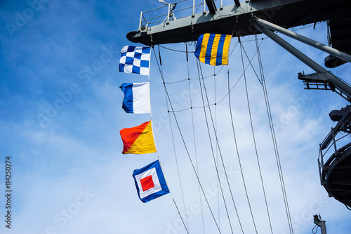 call sign flag on the mast of a ship