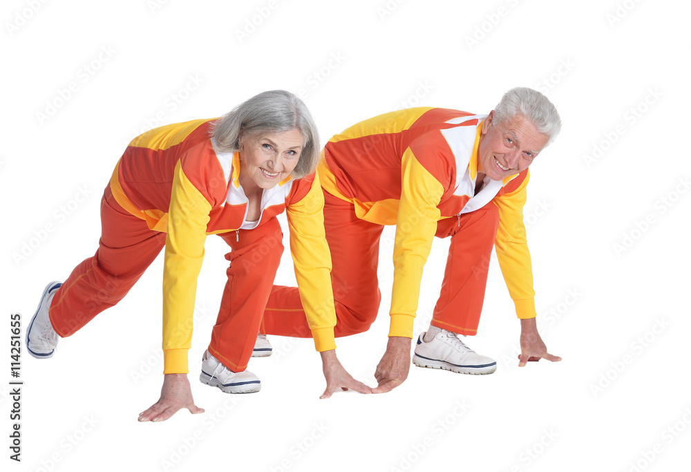 Obraz premium Portrait of Senior Couple Exercising