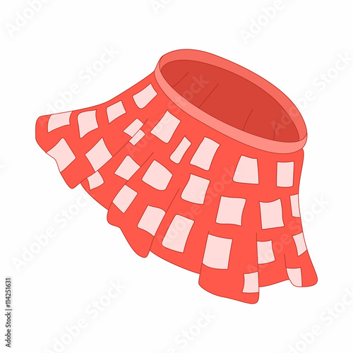 Red skirt with white squares icon, cartoon style