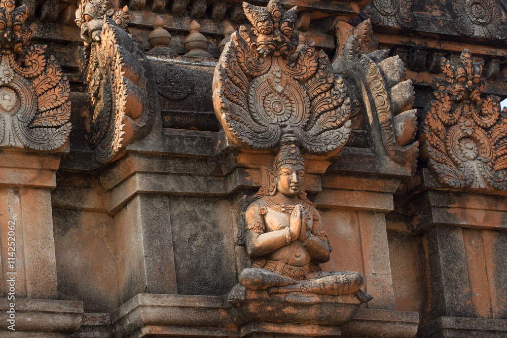 Sculpture on Hinduism religious temple. Part of Hampi ancient civilization