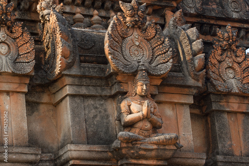 Sculpture on Hinduism religious temple. Part of Hampi ancient civilization photo