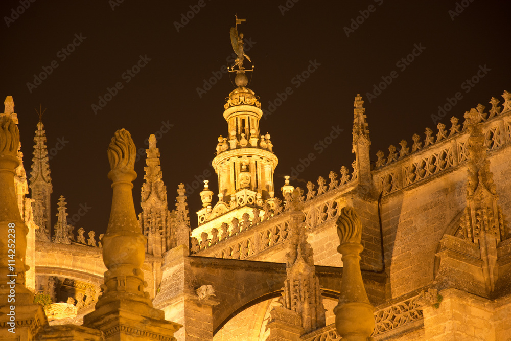 The cathedral a summer night in Seville