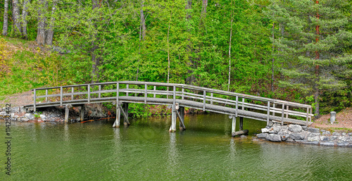 Pedestrian wooden bridge over stream