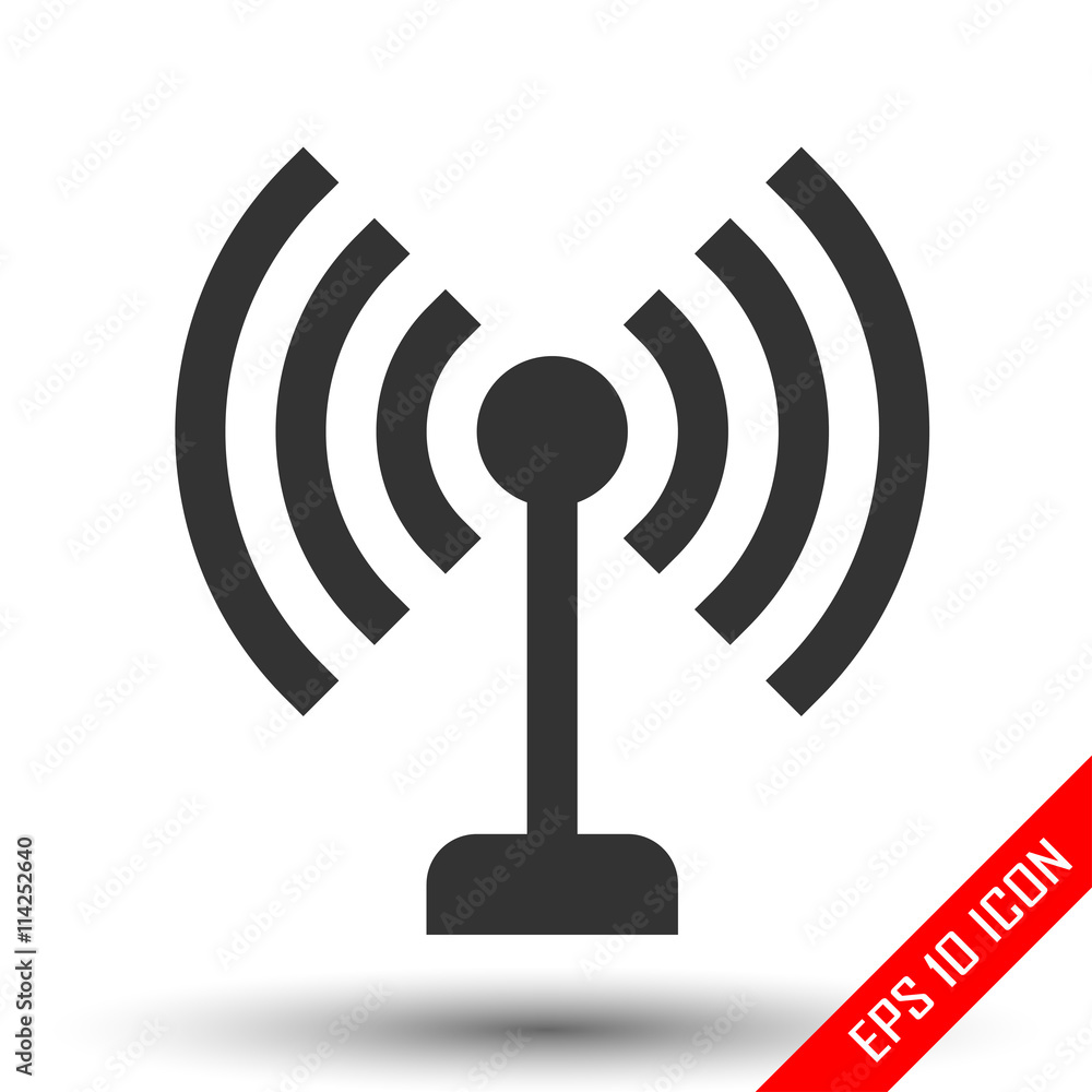 Antenna icon. Simple flat logo of antenna isolated on white background. Vector illustration. Antenna icon. Simple flat logo of antenna isolated on white background. Vector illustration.