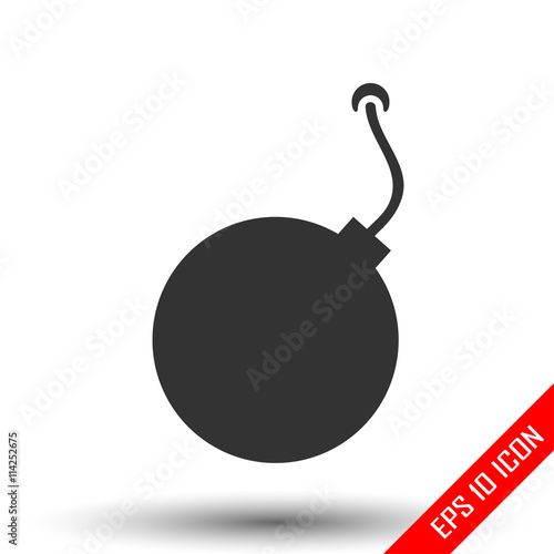 Bomb icon. Simple flat logo of bomb isolated on white background. Vector illustration.